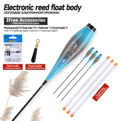 3PCS Reed Float Foot Float Body+3PCS Tubes+1 Bag Hooks+1 Float Rest Luminous Buoy Body No Tail No CR425 Battery Fishing Tackle
