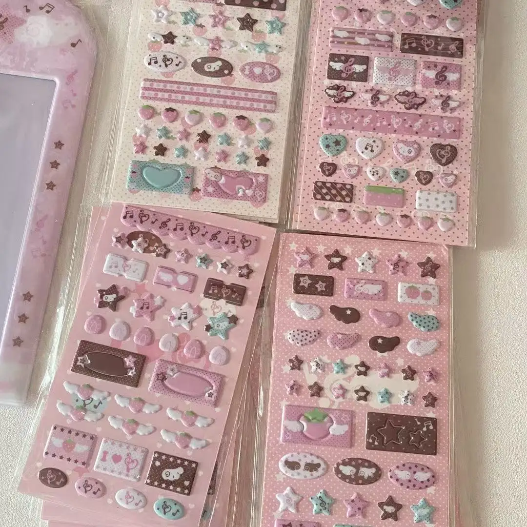 4PC Korean Stickers Original 3D Three-dimensional Bubble Stickers Note Wings Foam Ancient Hand Account Collage Flat Sticker Gift