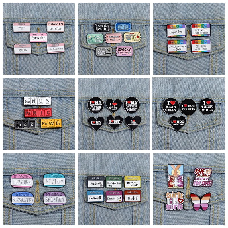 4-6Pcs/Set Enamel Pin For Backpack Romantic Love Club Tickets Quoted Rainbow Brooch Badges Fashion Pin Jewelry Gifts Wholesale