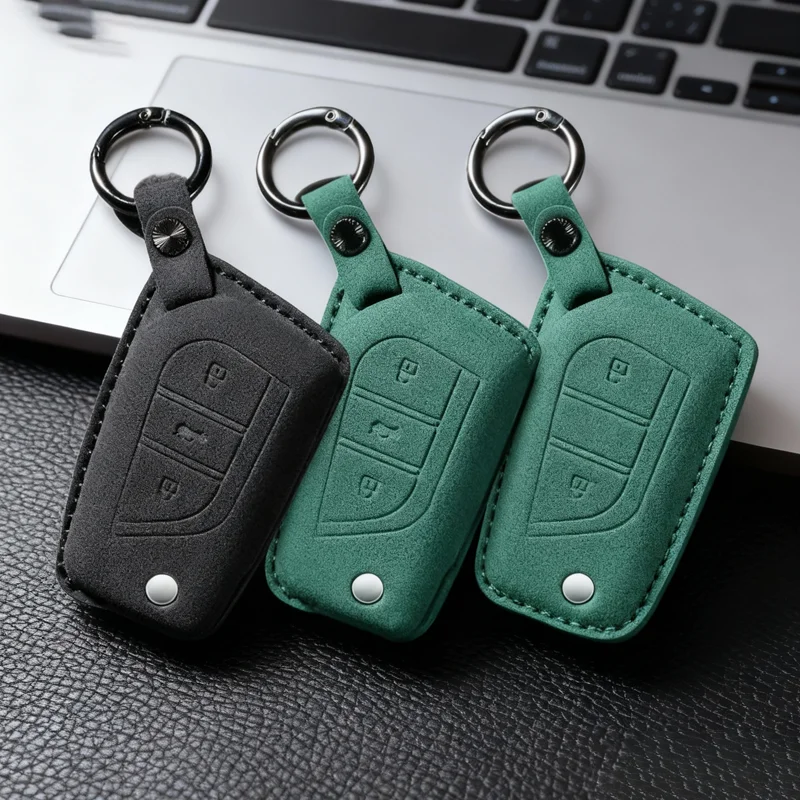 

High Quality Suede Flip Folding for Toyota Camry Rav4 Auris Corolla Verso Yaris C-HR Scion IM Aygo Avensis Car Key Case Cover