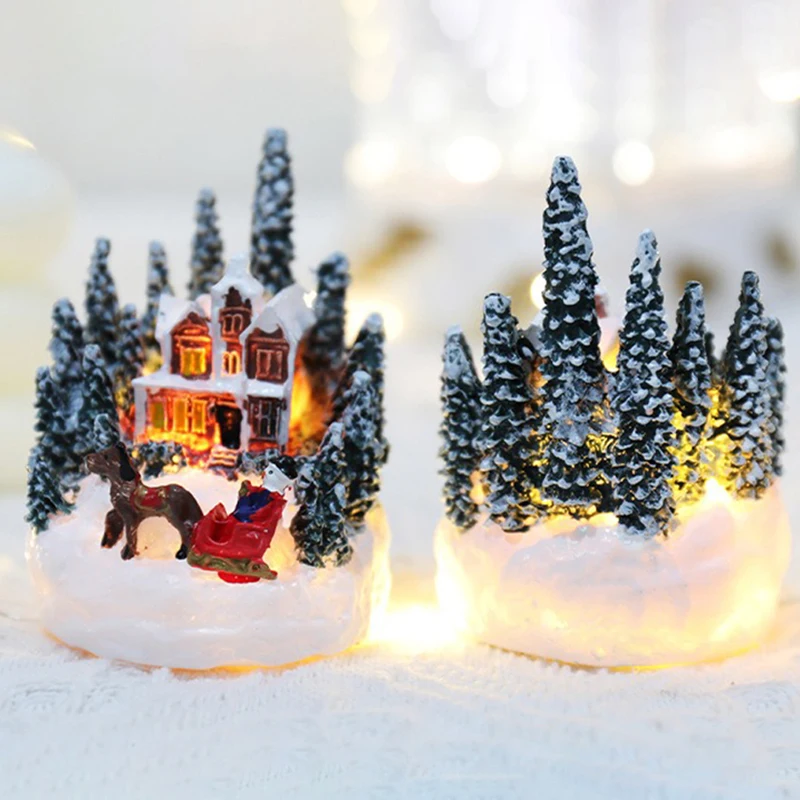 Christmas Decorations  LED Night Lights Luminous Micro Landscape House Children's Creative Gift Christmas New Year Ornaments