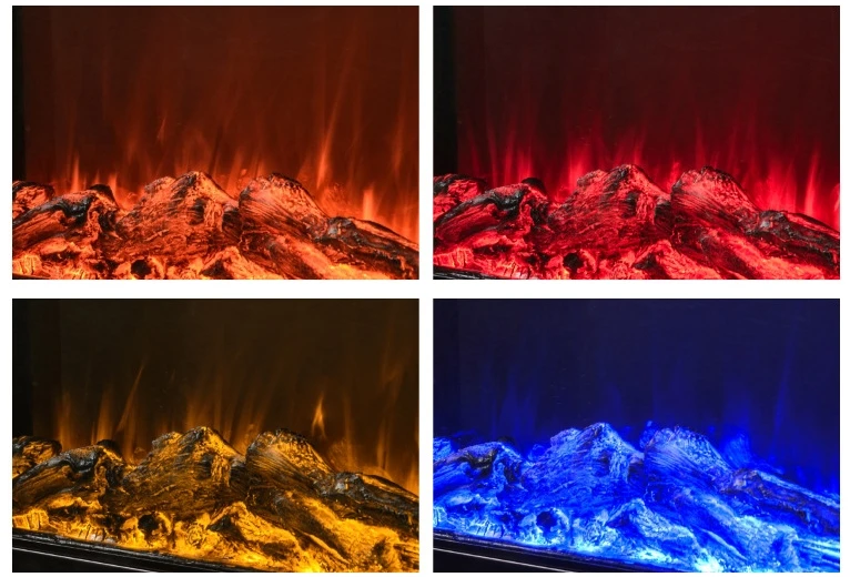 72-Inch Modern Electric Fireplace Free-Standing Wall-Mounted Options Artificial Flame Heating For Household Hotel Use Metal