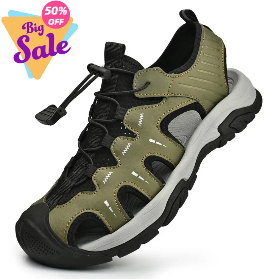 

Мужские кожаные сандалии Jumpmore 2026 для активного отдыха, летние походные туфли, размеры 38-45, мужская обувь на платформе