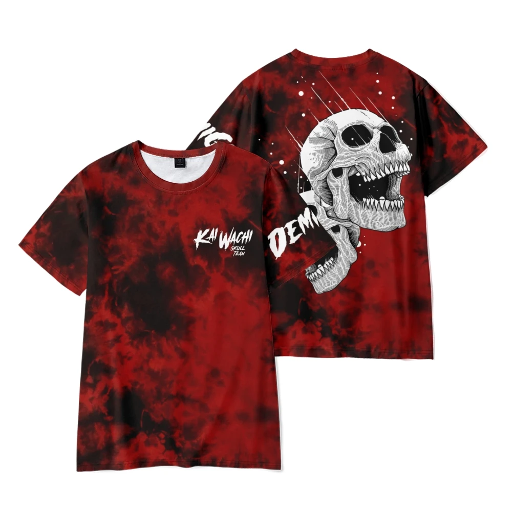 

Kai Wachi Skins Tour Skull Team Tie Dye Tshirt Crewneck Short Sleeve Women Men T-shirt Harajuku Streetwear 3D Clothes