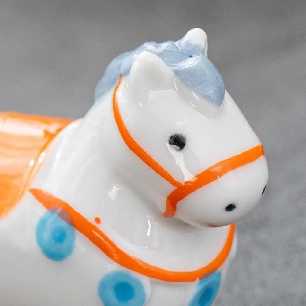 Chinese Style Porcelain Chopstick Rack Ceramic Chopstick Stand Rotating Workstation Chopsticks Holder Tang Dynasty Horse