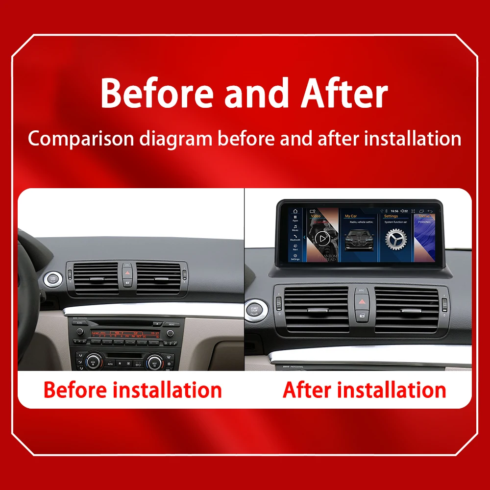 CarPlay inalámbrico Android14 para BMW 1Series E81 E82 E87 E88 10,25 "Qualcomm Snapdragon reproductores de vídeo para coche Radio Multimedia GPS