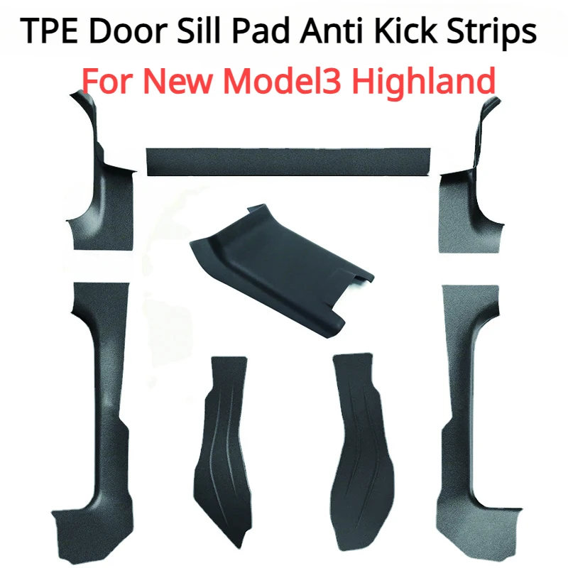 Anti Kick Strips for Tesla Model 3+ Front Rear Door Sill Pad Central Control Side Guard TPE New Model3 Highland 2024 Accessories