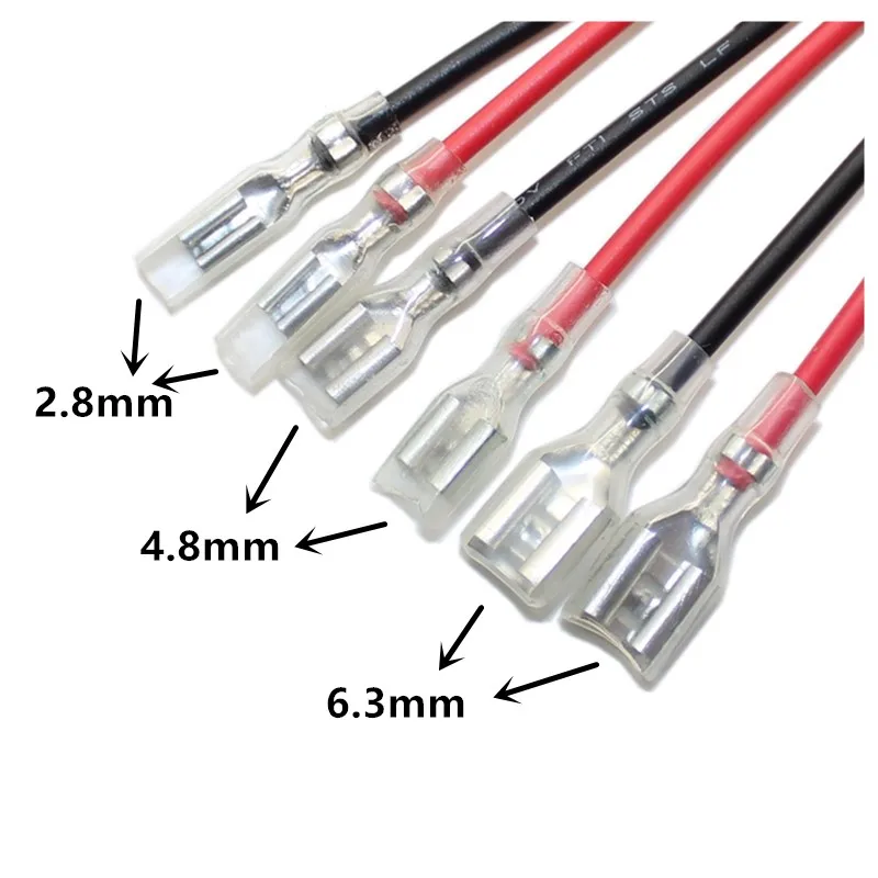 10pcs 2.8MM/4.8MM/6.3MM plug-in spring wire terminal block wire with sheath single head double head connection wire harness