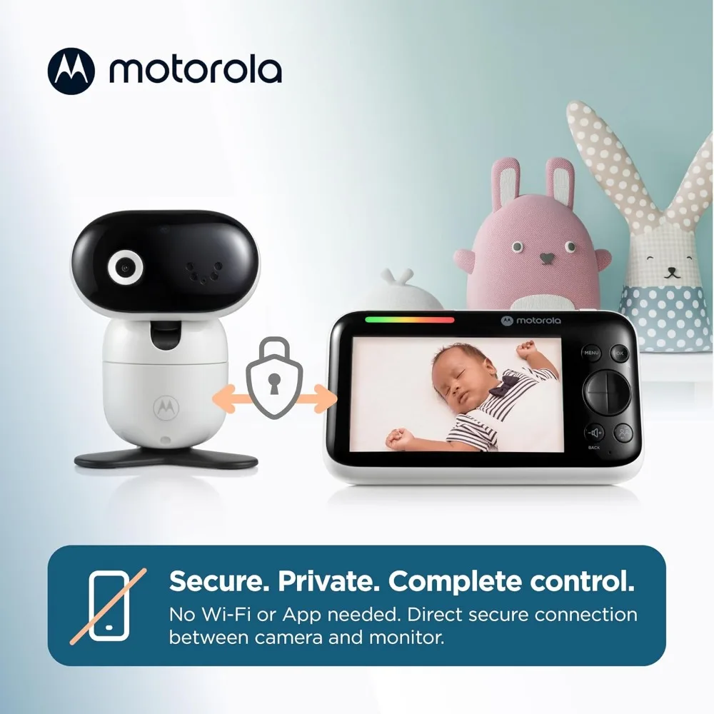 PIP1610 HD Motorized Video Baby Monitor w/Camera, 5" Screen, Wall Mount, 1000ft Range, Two-Way Audio, Room Temperature Monitori