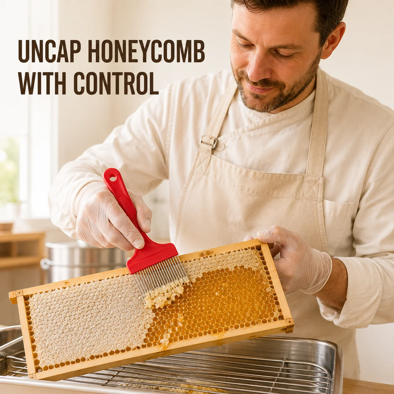 1 Pc Beekeeping Shovel Honey Spatula Anti-slip Handle 21 Needle-shaped Cut Honey Knife Spur Tooth Beehive Tools
