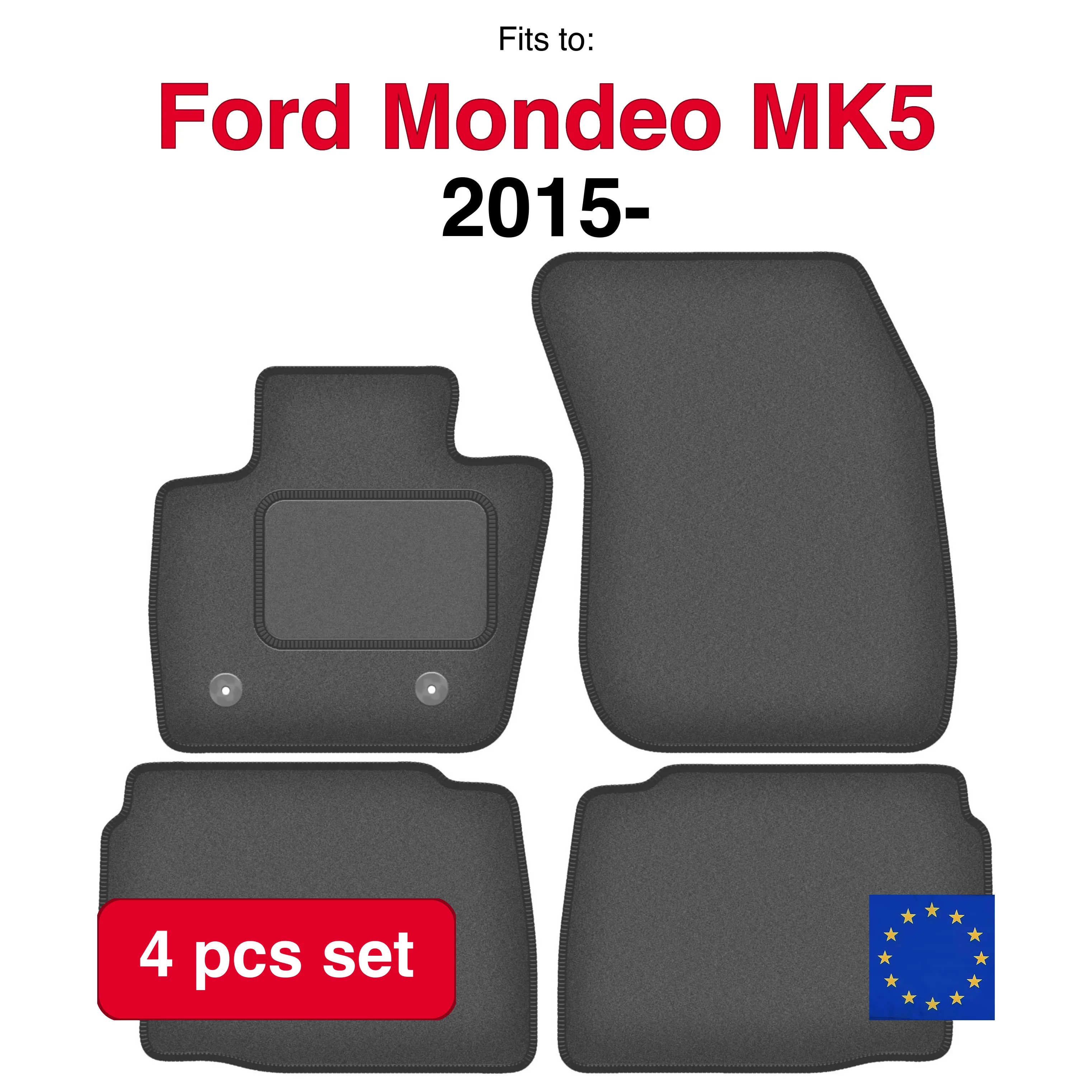 Velours automatten voor Ford Mondeo MK5 sedan, stationwagen (2015-) -grafiet (4 stuks) in de auto passende automattenset
