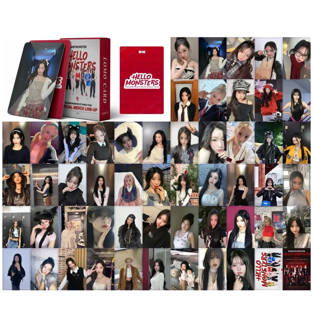 55Pcs/Set BABYMONSTER Idol New Album Hello Monsters HD Printd Photocards RUKA AHYEON ASA CHIQUITA PHARITA Lomo Cards Fans Gift