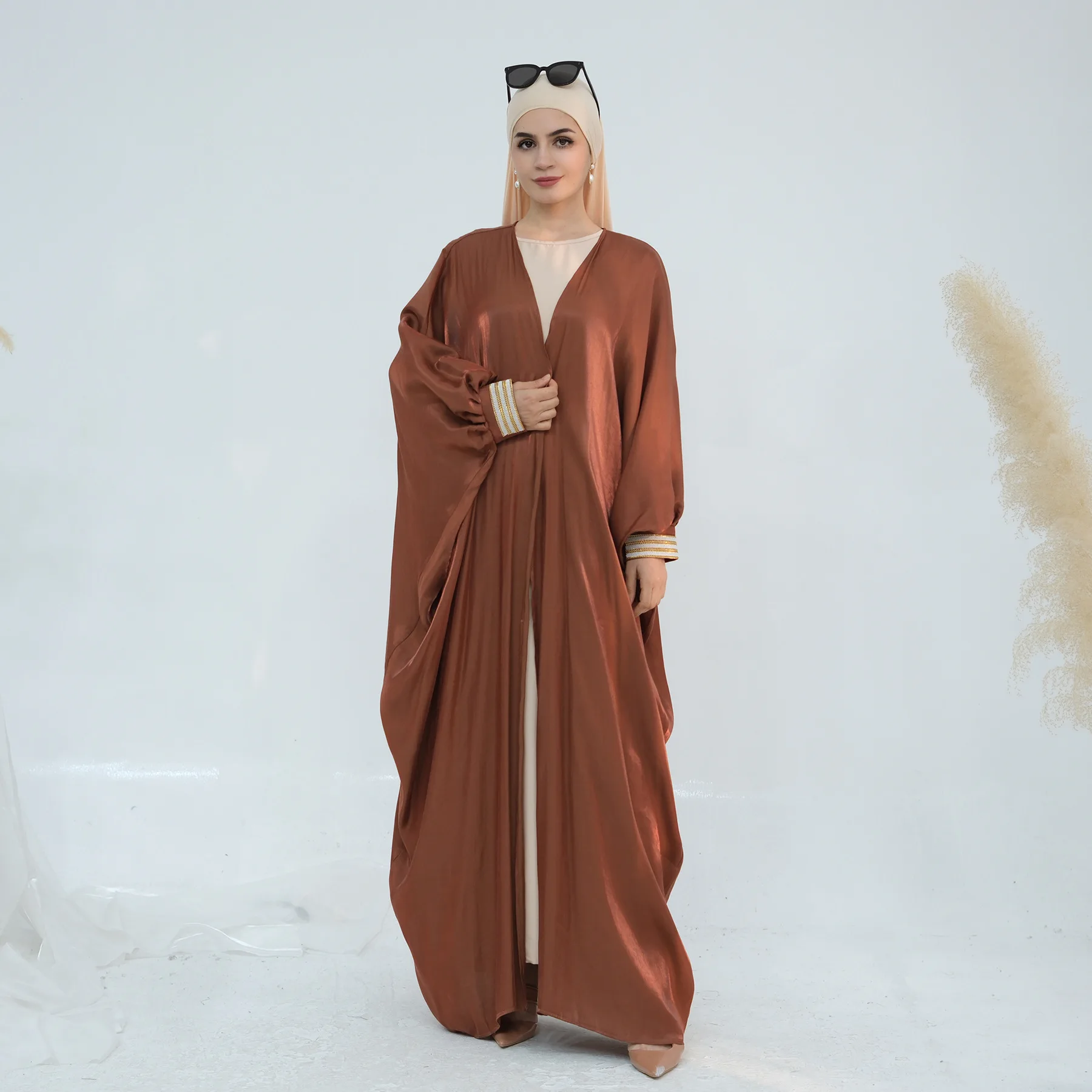 Point ouvert Ramadan mode musulmane Abaya femmes manches chauve-souris vêtements d'extérieur caftan robes islamiques dubaï Robe saoudienne Robe turque