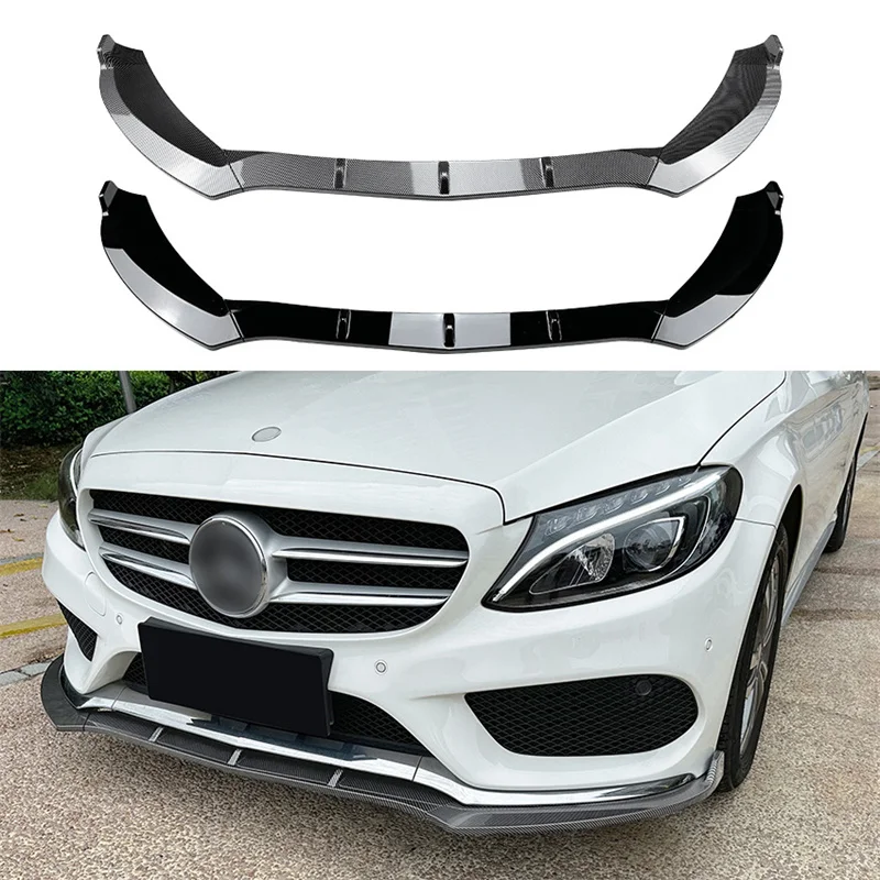 For Mercedes Benz W205 C180 C200 C260 AMG 2015-2018 Car Front Chin Bumper Lip Side Spoiler Splitter Cover Guard Kit Protector