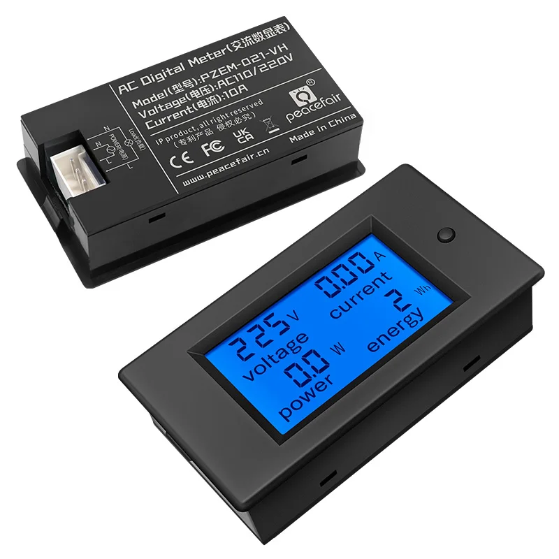 Peacefair PZEM-021-VH Digital LCD Power Meter Single Phase AC 80-260V 10A 4IN1 Electrician Voltmeter Wattmeter Current Tester