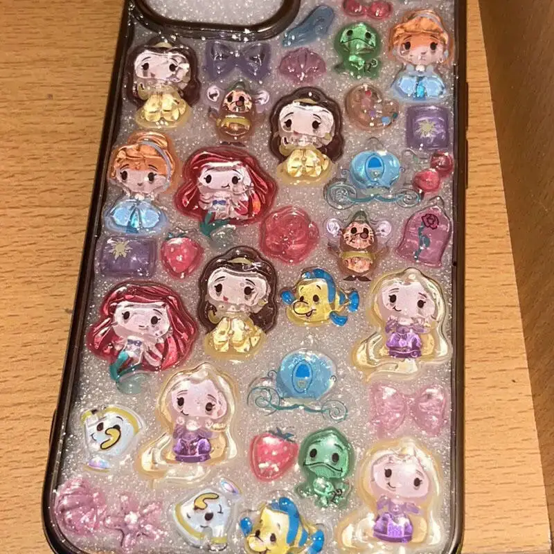 Kawaii ديزني ارييل حورية البحر الأميرة ثلاثية الأبعاد كريستال الإغاثة ملصقات الكرتون جراب هاتف ملصقات الزخرفية الهدايا الطرفية الإبداعية #1