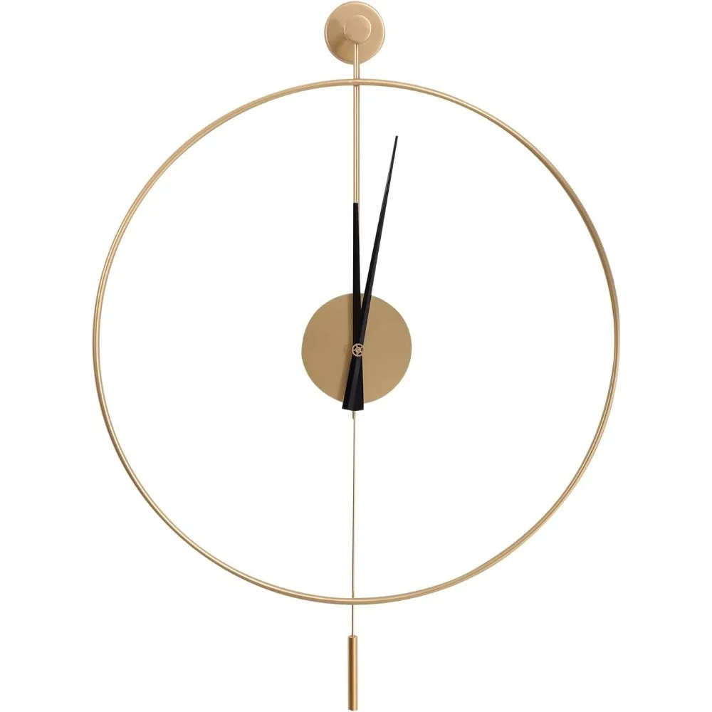 

Classical Large Decorative Wall Clock with Pendulum Modern Round Non-Ticking Silent Metal Wall Clock