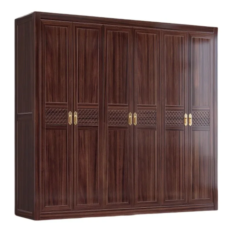

New Chinese-style all-solid wood wardrobe ebony simple light luxury household bedroom small apartment locker clothing cabinet