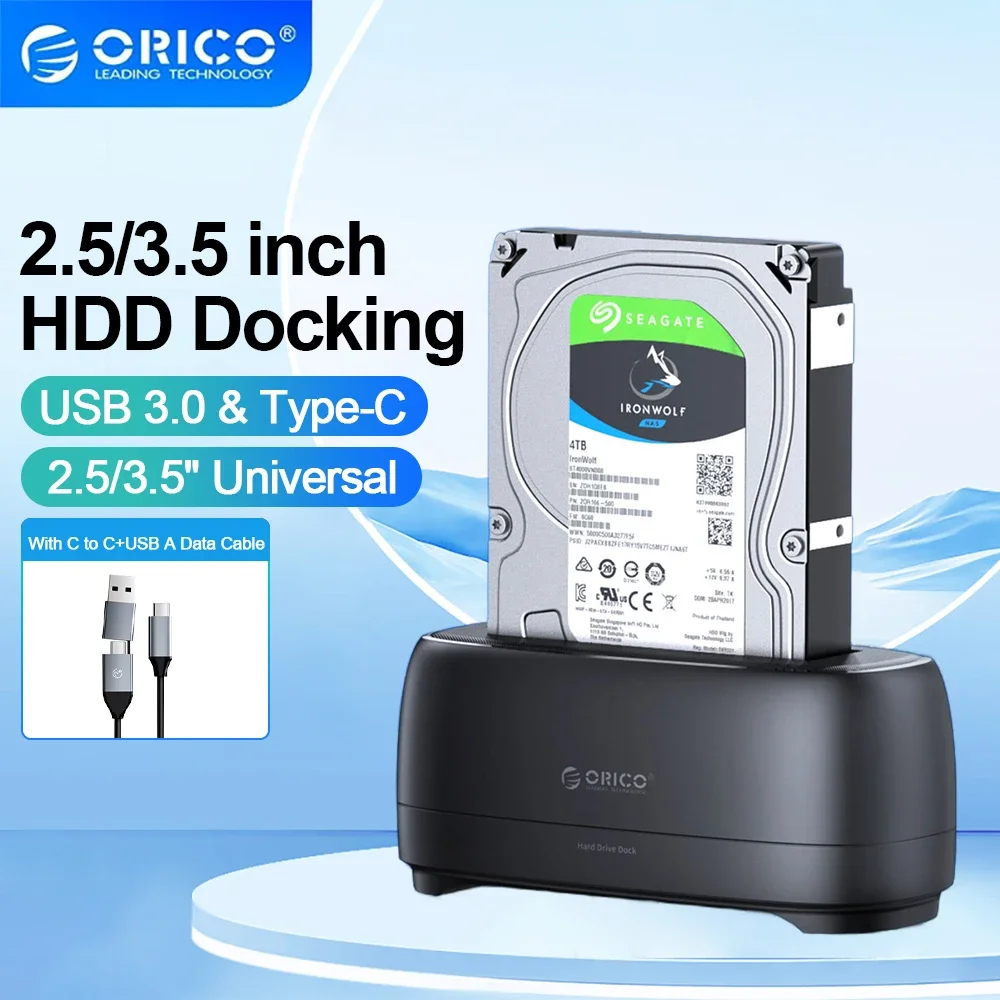 

Корпус для внешнего жесткого диска ORICO 2,5/3,5 дюйма, док-станция для жесткого диска SATA-USB3.0 Type-C, скорость 5 Гбит/с, чехол для жесткого диска