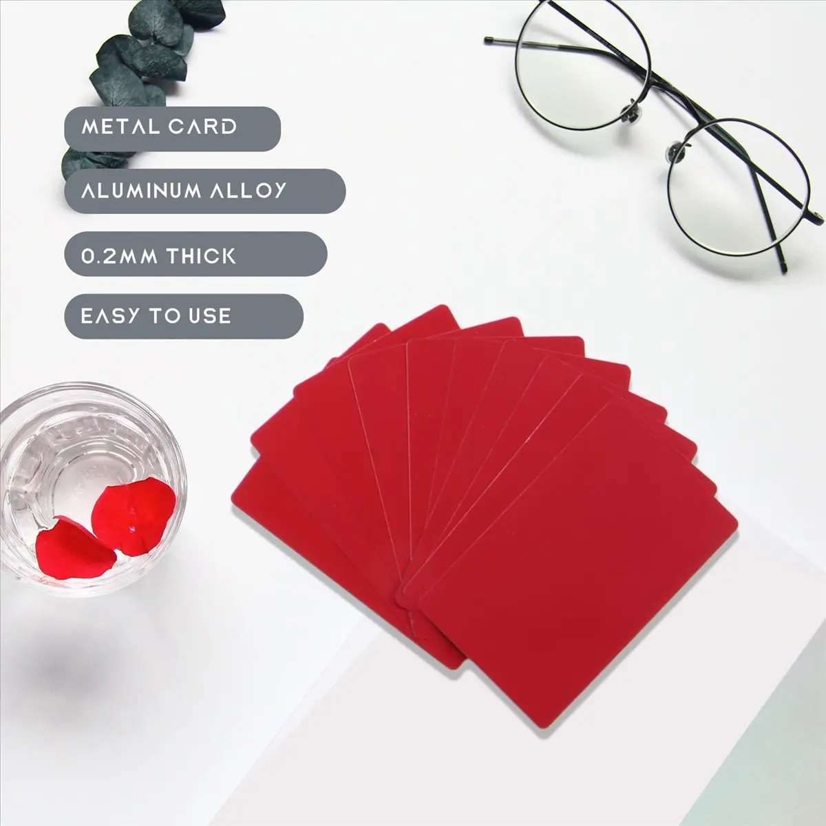 ABJS 100PCS Mixed Color Aluminum Alloy Card Engraving Metal Business Visit Business Card Blank 0.2mm Thick