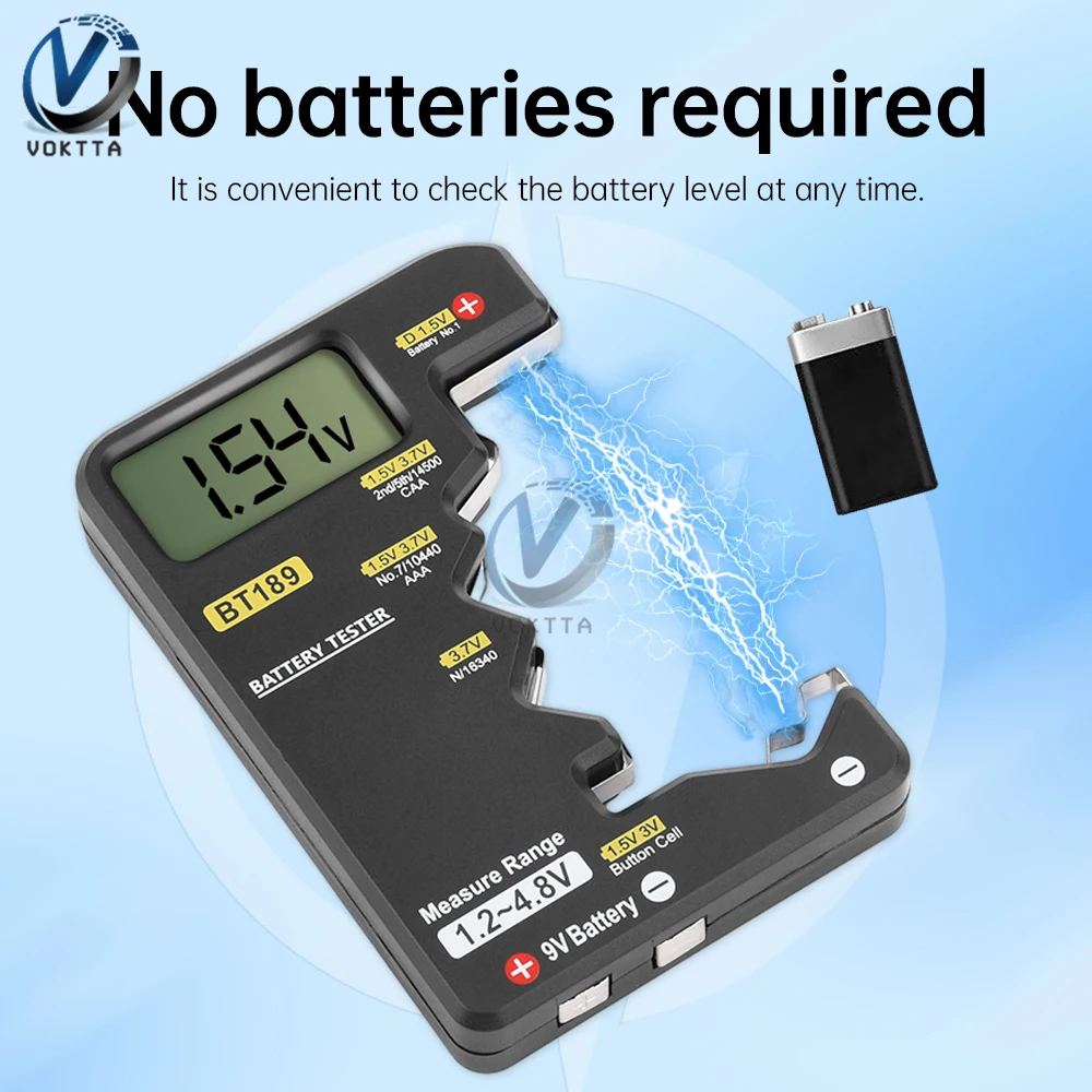 LCD Display Battery Tester Mini Power Bank Detector Tool Universal Battery Checker for AA AAA 9V 1.5V/3V Button Cell Batteries