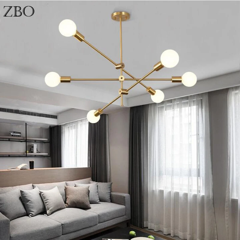 Nordic Pendant Lamp Iron Gold For Bar Living Room Bedroom Dining Room E27 LED Geometric Indoor Luxury Lighting Pendant Lights