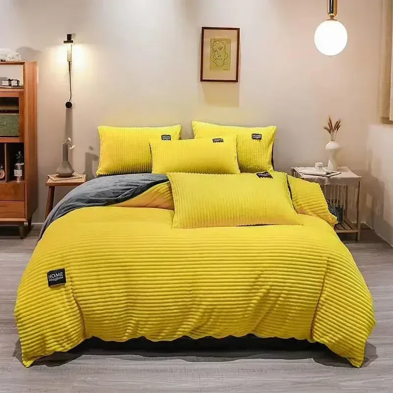 Parure de lit en velours magique, housse de couette épaisse, parure de lit, double, jumeau, reine, roi, hiver, neige