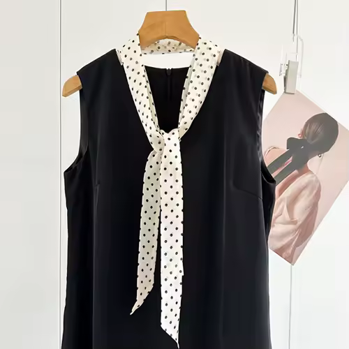 Women Narrow Long Scarf 150x4cm Polka Dot Tie Bag Ribbon Headband Choker Streamer Lady Accessories - Image 2