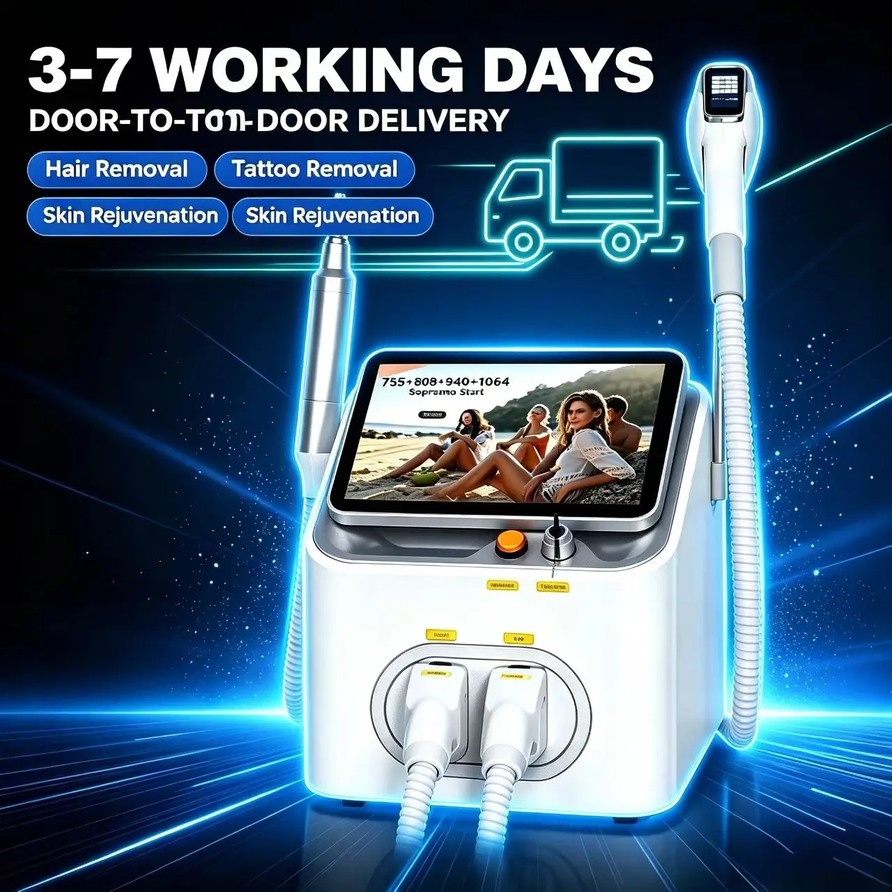 Professional 2In1 808nm Diode Lase Hair Removal Machine Picosecond Lase Q Switch ND YAG Tattoo Removal Machine FAC Collimatio