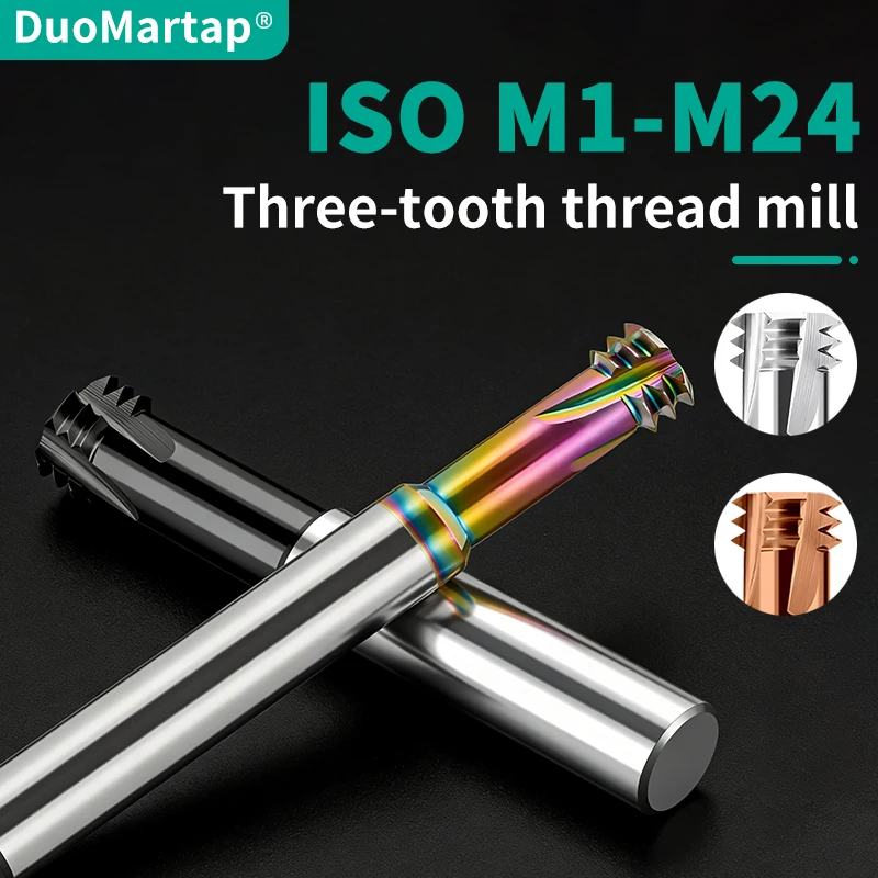 

DuoMartapNew M1-M24 Three Teeth Aluminum Processing Tungsten Steel Thread Mills CNC Router Bits