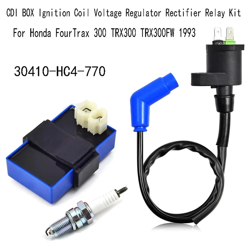 30410-HC4-770 CDI BOX Ignition Coil Voltage Regulator Rectifier Relay Kit For Honda Fourtrax 300 TRX300 TRX300FW 1993