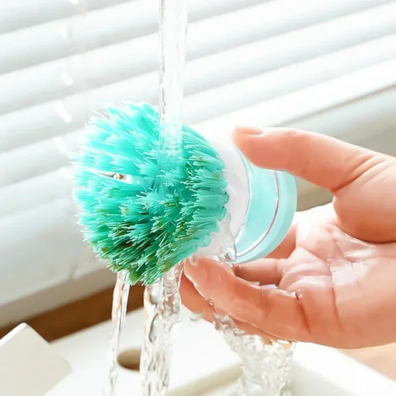 Kitchen Dishwashing Brushes with Liquid Soap Dispenser Multifunctional Household Pot Bowl Cleaning Scrubber Washing Accessories