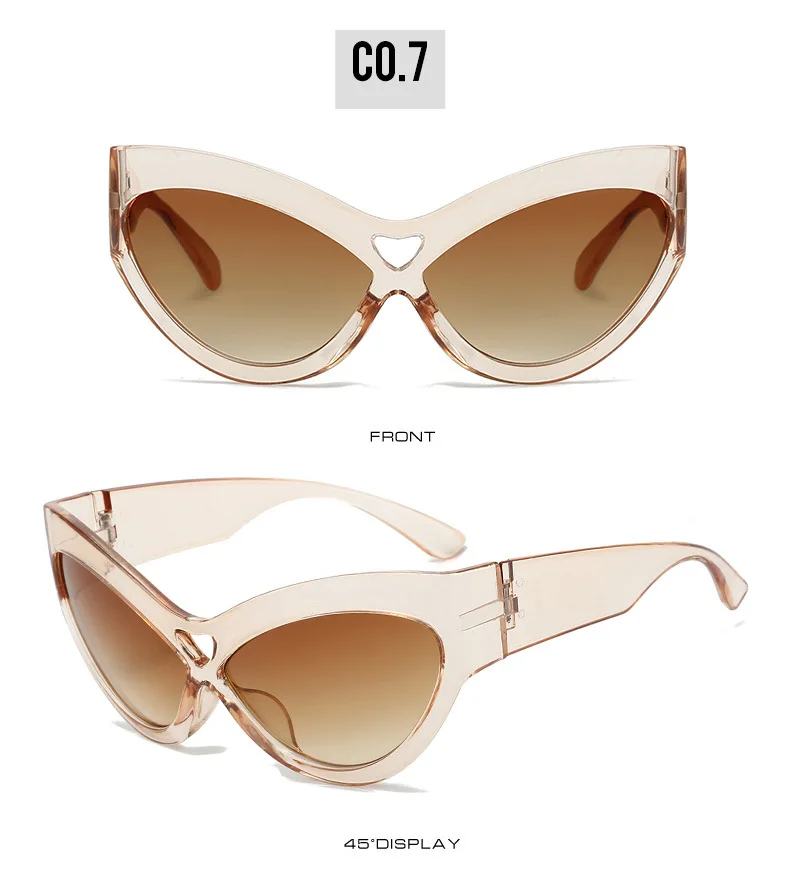 Mode Y2K Cat Eye Sonnenbrille Frauen Retro Große Schmetterling Form Hohl Brillen Shades UV400 Trend Breite Beine Männer Gläser – Detail 16