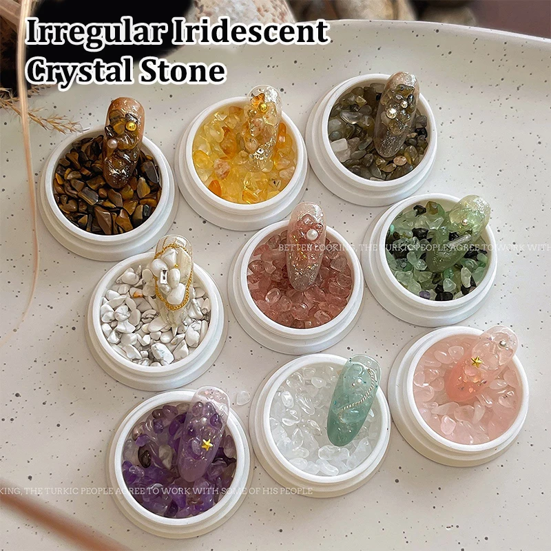 

1 Box Mini Colorful Natural Stone Nail Charms Irregular Crystal Stone Nail Accessories For Diy Nails Decorations