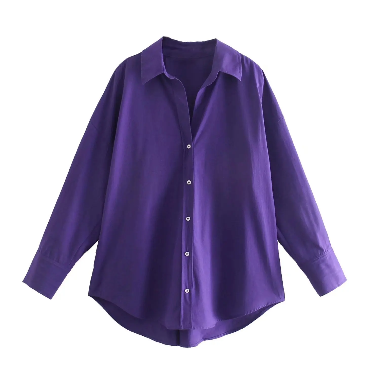 TRAF 2023 Purple Shirt Women Oversize Long Shirts for Women Button Up Shirts and Blouses Woman Long Sleeve Summer Top Female