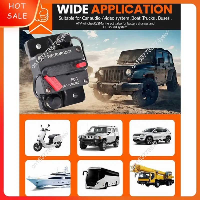Disjoncteur automobile 50 ampères avec réinitialisation manuelle, porte-fusible étanche pour moteurs de pêche à la traîne, bateaux et automobile A62X