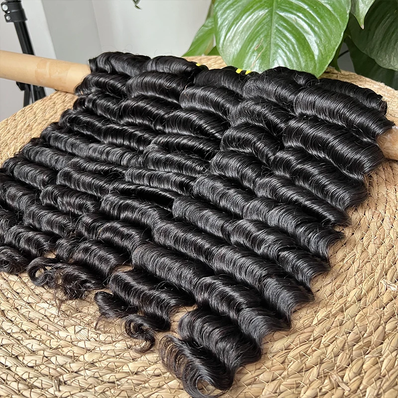 Bundles de cheveux humains Deep Wave, 100% cheveux humains bruts, non transformés, cheveux bouclés vietnamiens, 12-32 ", 12A At