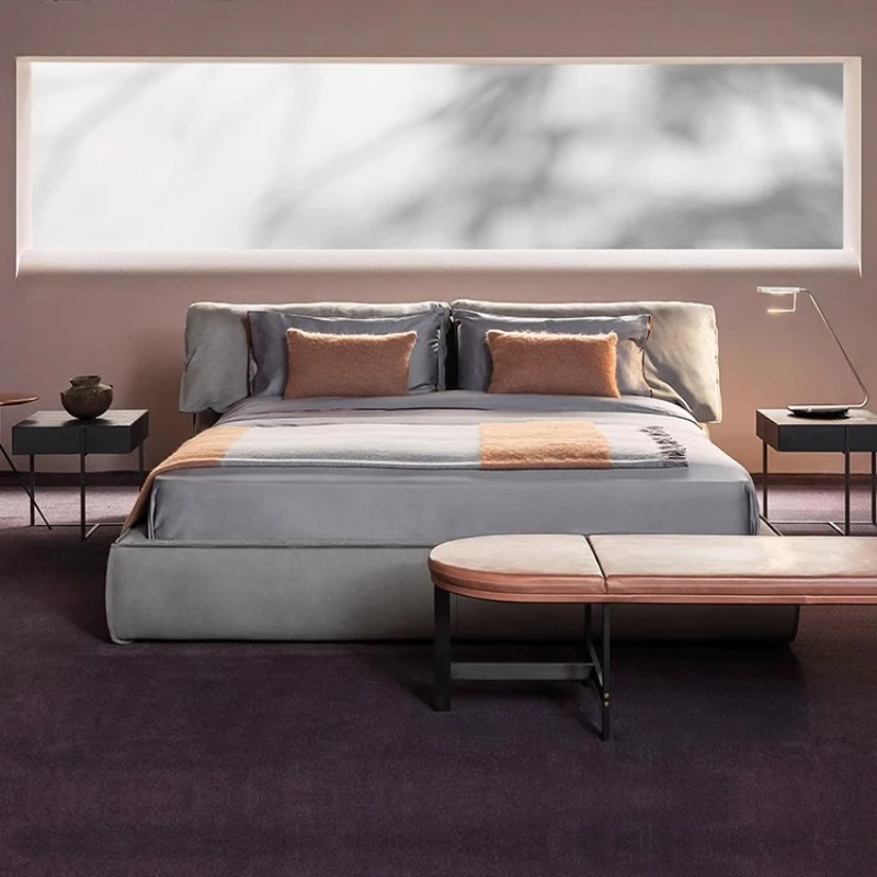 

Italian technology fabric double bed, wedding bed, Nordic light luxury simple 1.8 meters leave-in bedroom