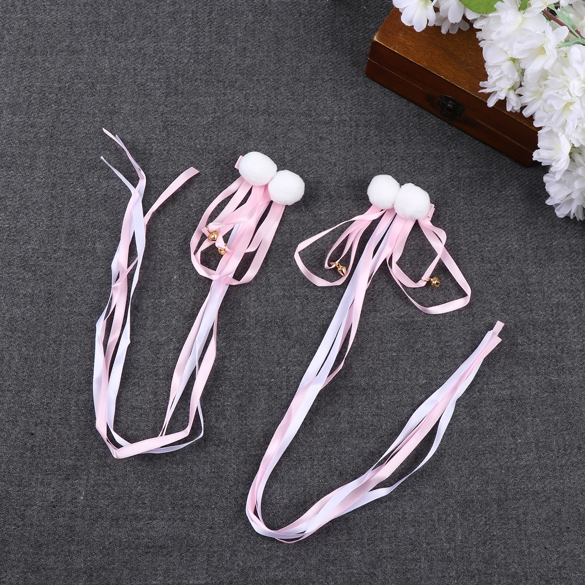 

1Pair Girls Hair Clips Traditional Chinese Style Tassel Hairpin Pink Ribbon Hairclip for Hanfu Daily Cosplay Party Hair