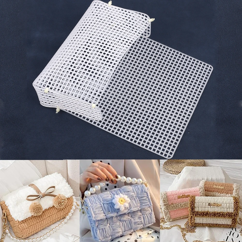 Plastic Mesh Cloth DIY Handcraft Latch Hook Women Bag Weaving Material Sheets Grid Hook Crafts Handbag Making Sewing Accessories