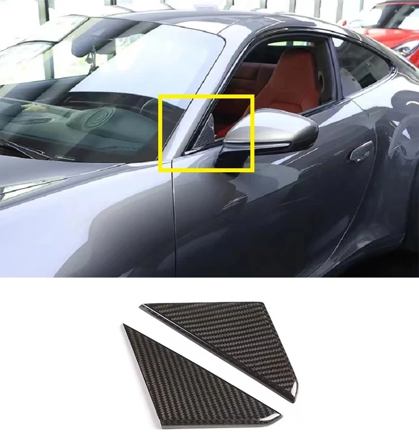 Real Carbon Fiber Interior Gear Shift Cover Door Handle Trim Mirror Cover Top Spoiler Body Kit Fit For Porsche 911 992 2019-2022
