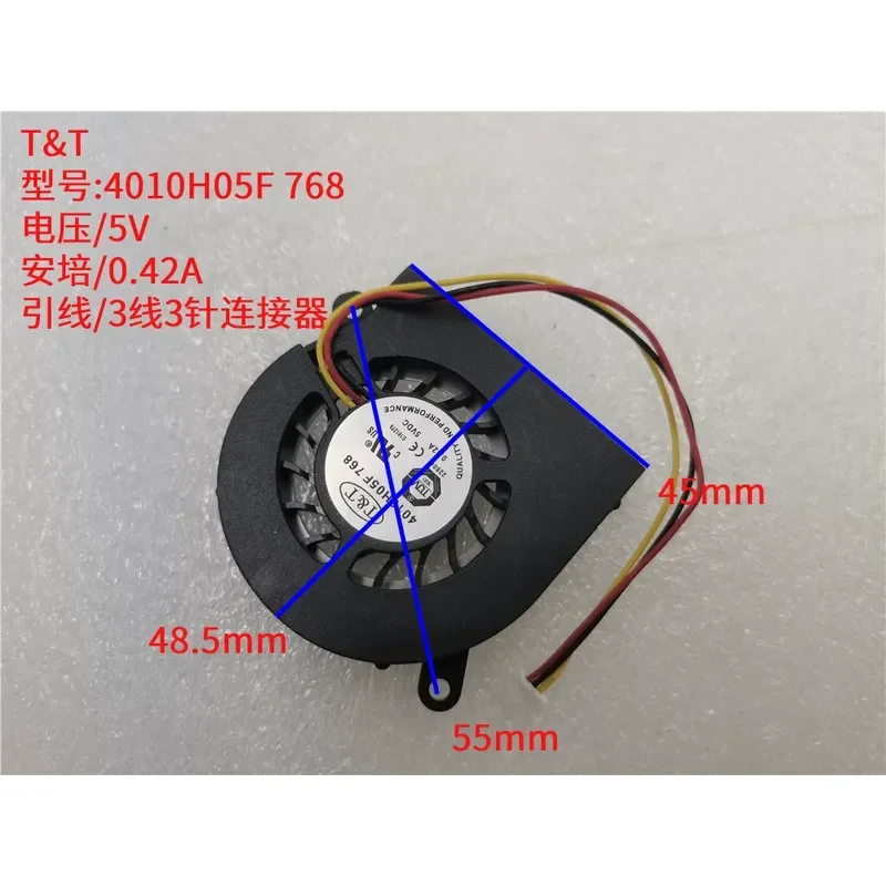 For T&T 4010H05F 768 5V 0.42A 4CM DFB501005M Brushless DC Cooling Fan