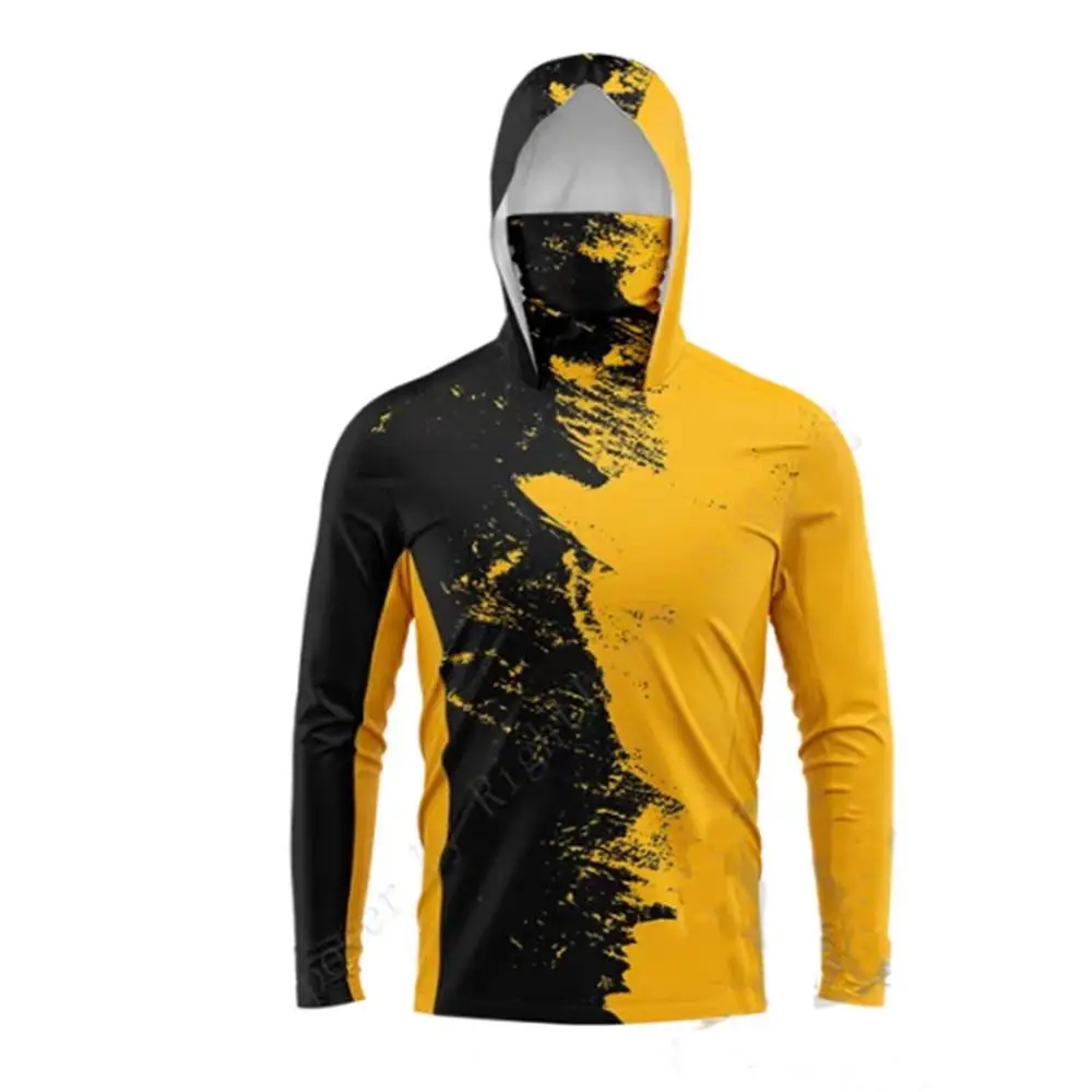 

1pcs XS/S/M/L/XL/2XL-5XL New Ice Silk Suit Professional Men Hood Fishing Shirt Long Sleeve T Shirt Uv Protection Fishing Apparel