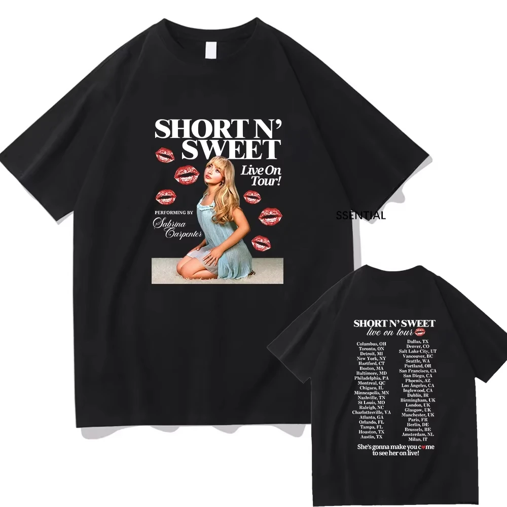 Sabrina Carpenter Short N' Sweet Album Harajuku Vintage Graphic T-Shirt Kawaii Summer Clothes Unisex Vintage Style Clothing