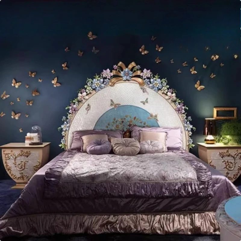 

French Luxury Double Bed Romantic Aesthetics Comfortable Adult High Quality Bed Designer Queen Bedroom Beliche Hotel Furniture