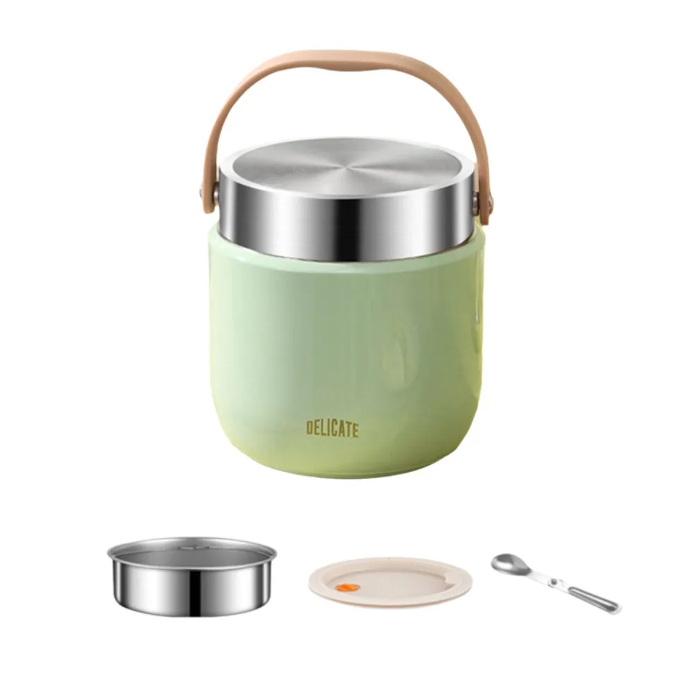 

Double-layer Insulated Lunch Bucket with Spoon Leakproof Thermal Food Container Large Capacity 304 Stainless Steel