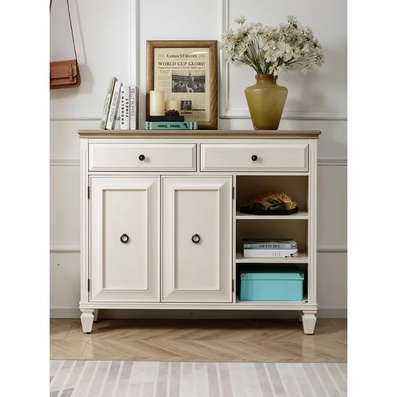 

Mediterranean shoe cabinet household all solid wood balcony locker red oak log furniture small apartment entrance storage