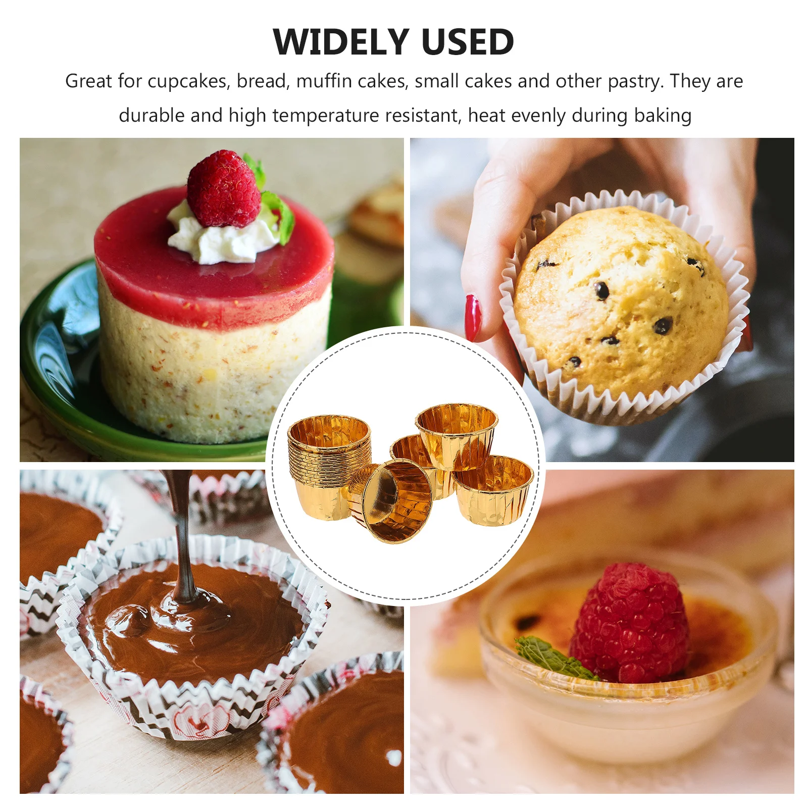 

50Pcs Cake Baking Cups Heat Resistant Paper Muffin Liners Disposable Wrappers for Home Bakery Food Store Cupcake Liners