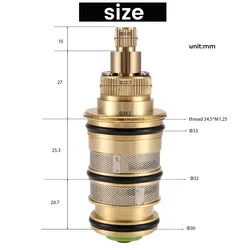 Brass Replacement Thermostatic Cartridge,Shower Mixer Valve Bar Repair Kit Intelligent Thermostatic Valve Core