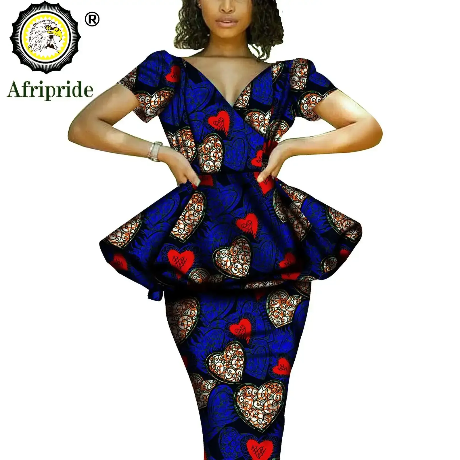 African 2 Piece Set for Women Dashiki Tops Print Skrit  Ankara Clothing Wax Attire Blouse Shirt AFRIPRIDE S1926004